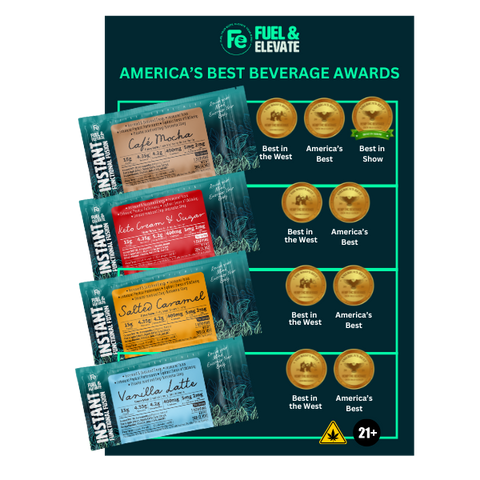 4 Flavor THC Beverage Sample Pack - Keto-Cream & Sugar, Cafe Mocha, Vanilla Latte & Salted Caramel