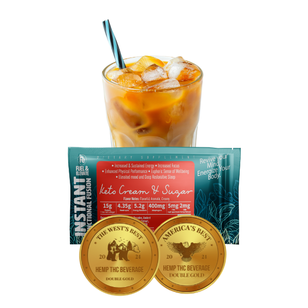 Keto-Cream & Sugar Functional THC Beverage, Instant Coffee with Hemp Delta-9 THC
