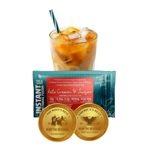 Keto-Cream & Sugar Functional THC Beverage, Instant Coffee with Hemp Delta-9 THC