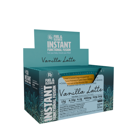 8-Pack Vanilla Latte Functional Instant Coffee + Nootropics, Adaptogens and Cannabis