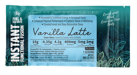 8-Pack Vanilla Latte Functional Instant Coffee + Nootropics, Adaptogens and Cannabis